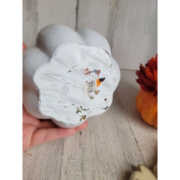 Pumpkin AS IS White orange flower ghost Halloween set decor - Picture 7 of 8